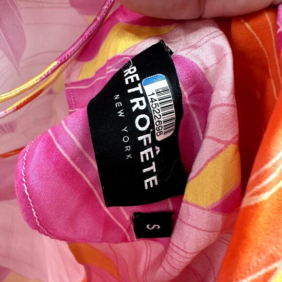 Retrofete Keaton Silk Strapless Maxi Dress Botanical Floral Pink - Picture 6 of 6